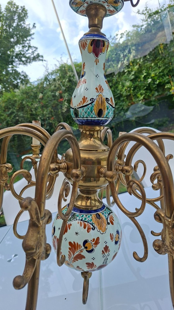 Lustre à 8 Bras, Porcelaine de Delft (photo 4 of 5)