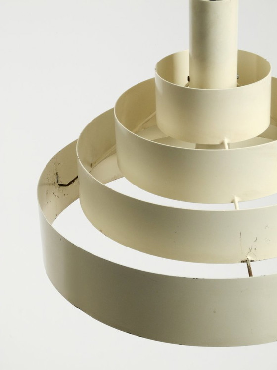 Image 1 of Zware, massief metalen hanglamp met lamellen uit de jaren 60 uit het ruimtetijdperk