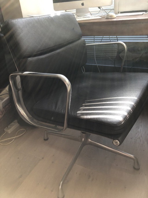 Vitra Eames Softpad Bureaustoel/Vergader Stoel Bruin leer met RVS