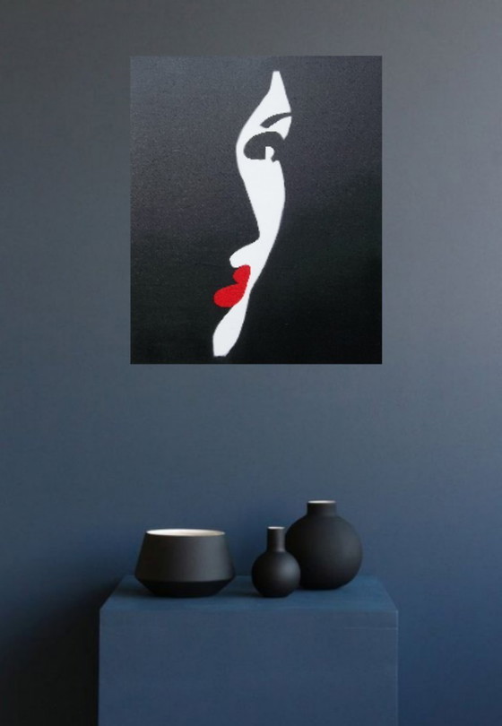 Image 1 of Profilo in Carminio – Dipinto originale dell'artista 2Luss'Art