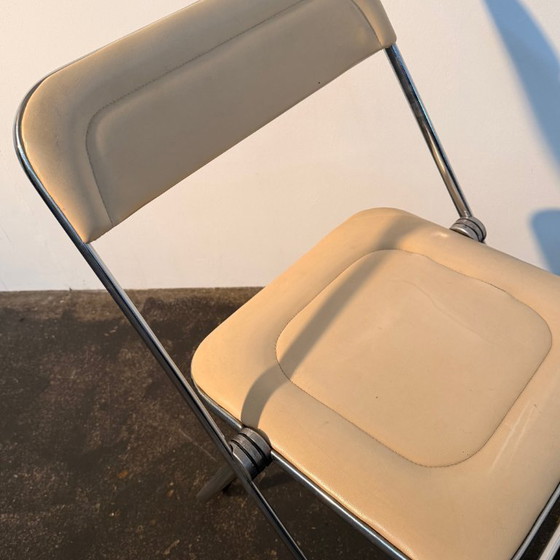 Image 1 of 1x Chaise pliante Plia en similicuir crème rare