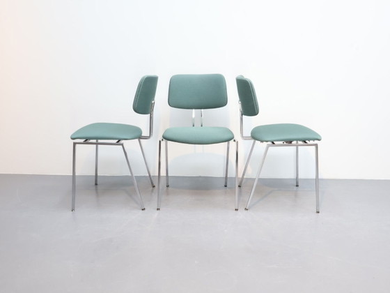 Vintage tubular frame chairs / Set of 3 / Mint green fabric – Chairs and lounge chairs (photo 3 of 5)