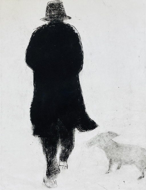 Krin Rinsema - Etching - Person with Dog