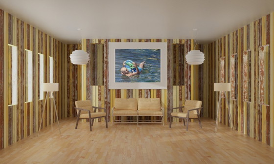 Original Oil Painting Contemporary Art Symbolism Humor Sea Beyond Childhood – Paintings & Drawings, Canvas (photo 3 of 5)