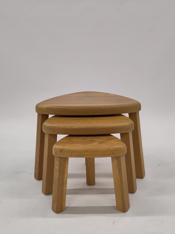 Image 1 of Tavolini brutalisti in legno di quercia