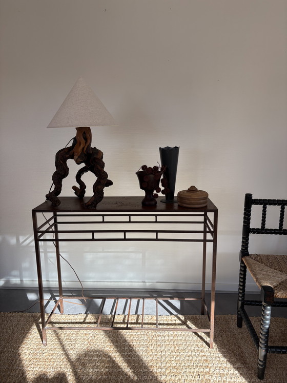 Image 1 of Vintage wrought iron console side table Castiron Japandi style L90cm