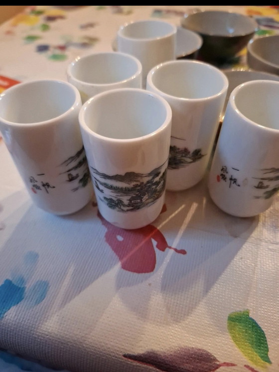 Teeservice in der Holzschachtel aus Taiwan – Tafelgeschirr, Cotton, Metal (photo 11 of 15)