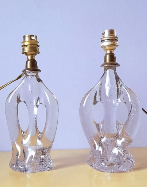 Pair Of Murano Bubbled Lamps 1960