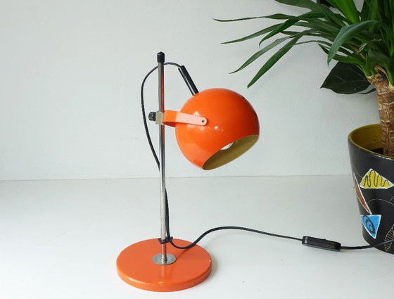 Image 1 of Space Age Table Lamp 60s 70s Eyeball Lamp Orange Vintage Retro