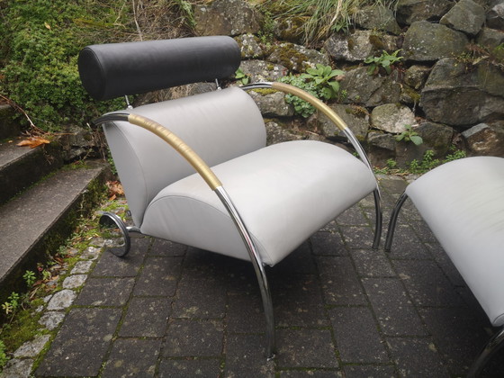COR „Zyklus“ Lounge Chair & Ottoman, Design Peter Maly (1984), Armchairs, Leather, Black (photo 4 of 12)