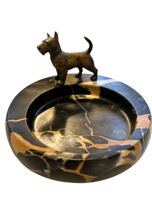 Vienna bronze dog scottish terrier Austria marble catchall tray entryway tray vienna