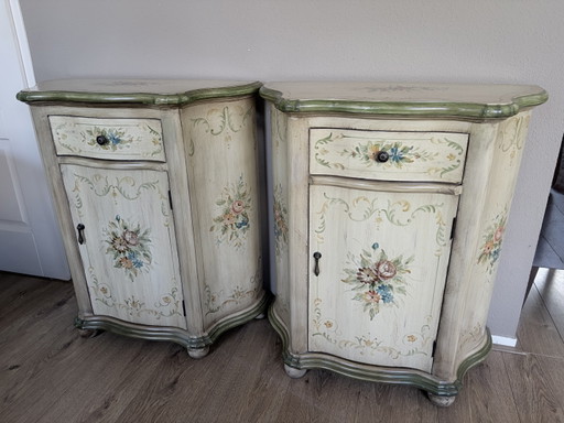 Credenza brocante con cassetti e specchio + 2 comodini