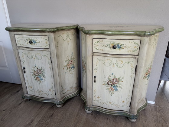 Image 1 of Brocante dressoir ladenkast met spiegel + 2 nachtkastjes