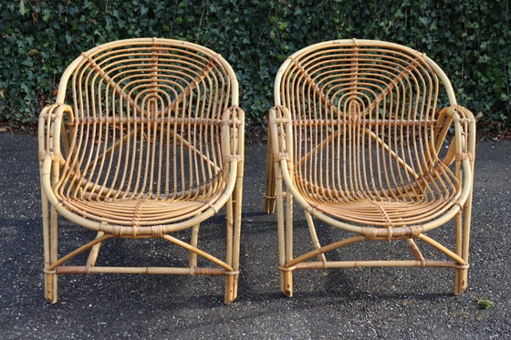 Image 1 of Paar vintage rotan fauteuils uit de jaren 60