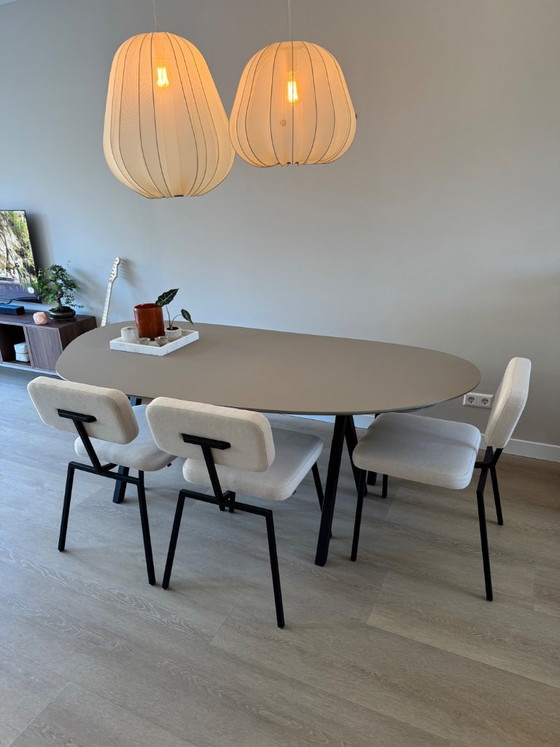 Studio Henk Slim X-Type Dining Table with Bench and Chairs – Dining set, Metal (photo 2 of 8)