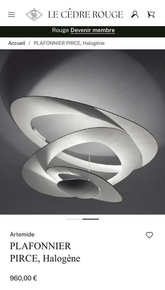 Image 1 of Artemide PIRCE ceiling light, 97 cm in diameter