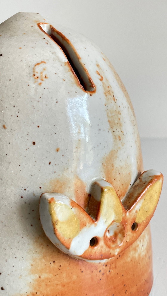 Image 1 of Tirelire Chouette en Grès Émaillé Vintage