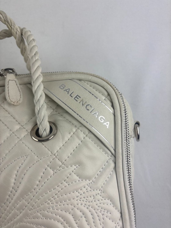 Image 1 of Balenciaga Blanket vierkante tas van wit leer met bloemenprint