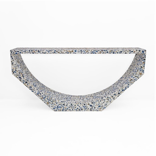 Italian-designed "Arcata" Console Table White Terrazzo Marble by Domus Studio
