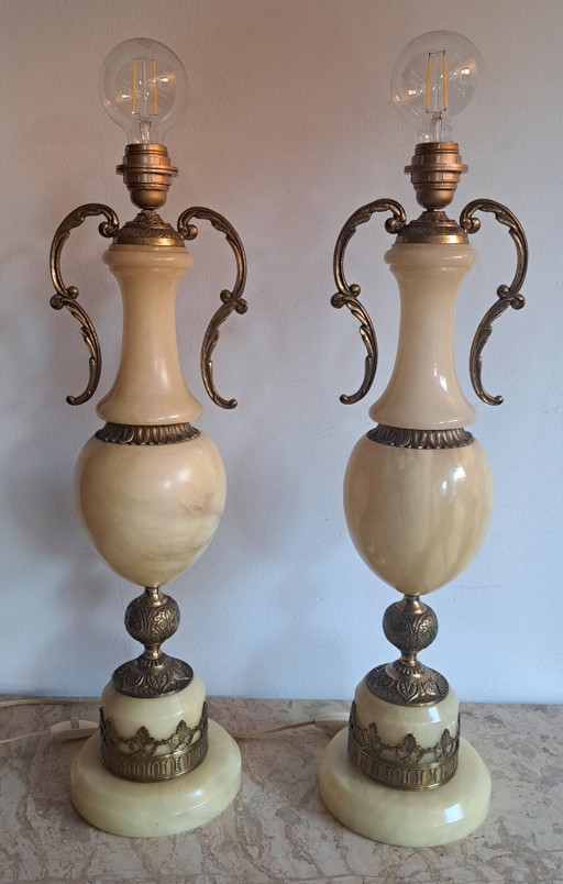 2 vintage lampvoeten van Albaster werkend