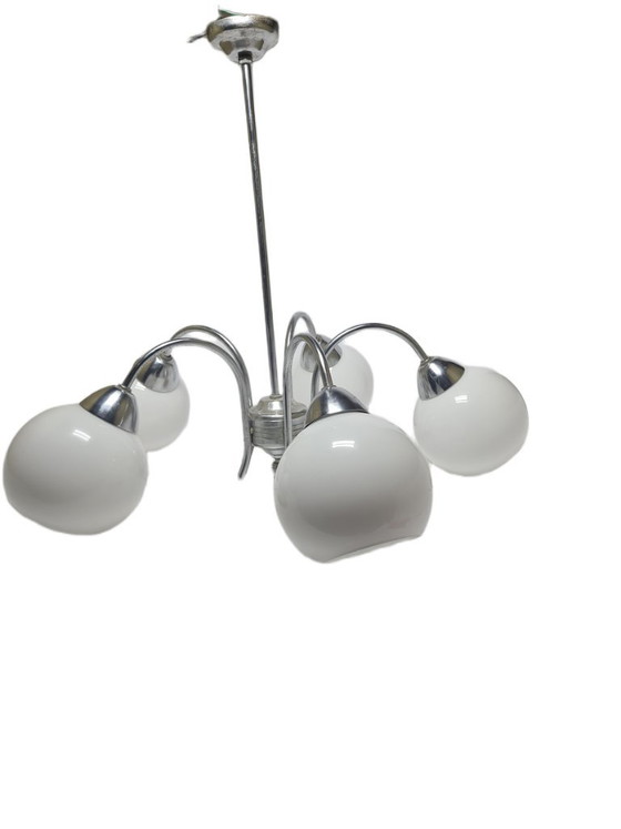 Art Deco Style Chandelier, Poland, 1960s – Glass, Metal (photo 3 of 8)