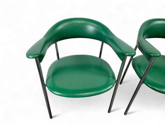 Image 1 of Ensemble de 2 chaises/fauteuils/méridiennes vintage vertes
