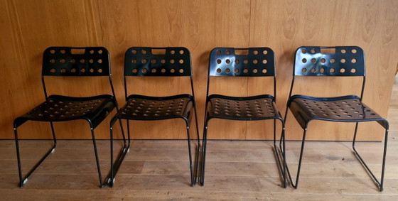 4 Original Vintage Black Omstak Chairs by Rodney Kinsman (Black Frame) – Bieffeplast, Dining chairs, Metal (photo 20 of 21)