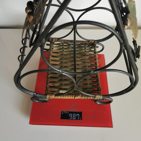 Image 1 of Wrought Iron Wine Rack with Vine Leaves