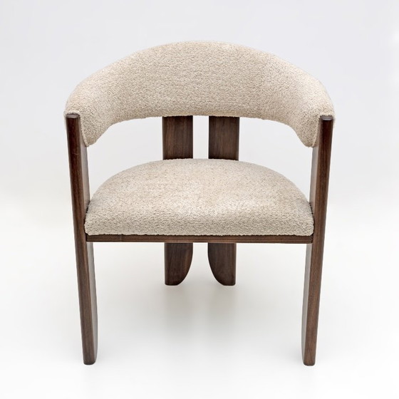 Image 1 of Eight Mid-century Modern Italian Bouclè and Walnut Dining Chairs, 1970s
