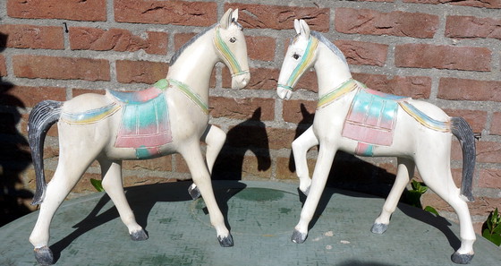 Image 1 of 2 Decoratieve Houten Paarden