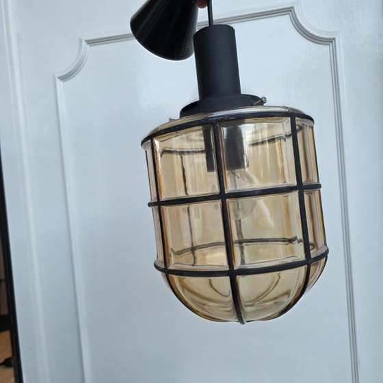 Image 1 of Prachtige Vintage Rookglas Hanglamp Van Glashütte