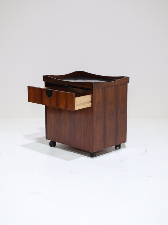 Image 1 of Bar cart trolley with tray, rosewood, Danish, 1960s