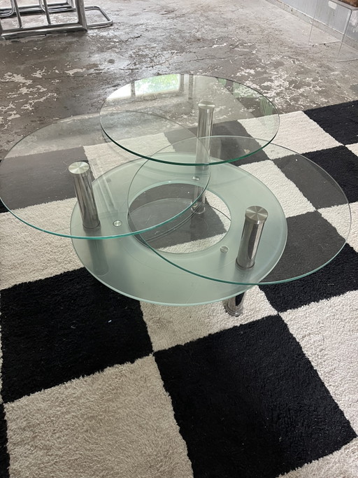 Table basse à rallonges pivotantes