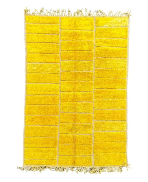 Yellew Moroccan rug, Authentic Moroccan rug, Berber carpet, Genuine Wool rug, Handmade rug, Beni ourain style 3X2m