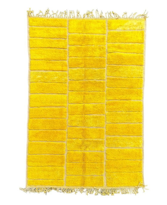 Image 1 of Yellew Moroccan rug, Authentic Moroccan rug, Berber carpet, Genuine Wool rug, Handmade rug, Beni ourain style 3X2m