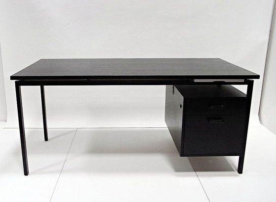 Image 1 of Scrivania in rovere tinto di nero, disegnata da Herbert Hirche per Christian Holzäpfel KG, Germania, anni '60.