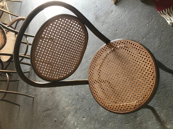 Oval Dining Chairs & Table in Wood Cane, Germany, 1960s, Set of 7 – Dining set, Mid Century Modern (photo 3 of 12)