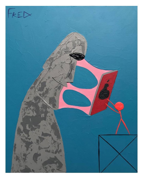 Image 1 of Acrilico su tela 30x24cm - Moai