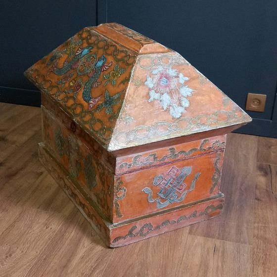 Image 1 of Cofre nupcial húngaro antiguo pintado a mano