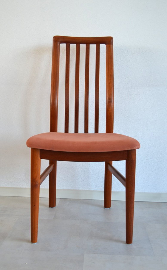 6 x chaises de salle à manger vintage danoises Kai Kristiansen – Schou Andersen, Velours, Bois (photo 12 of 13)