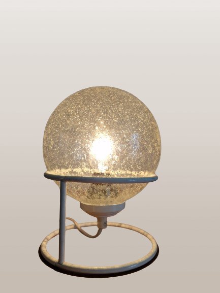 Space Age table lamp glass sphere spiral – tafellampen, Metal (photo 2 of 6)