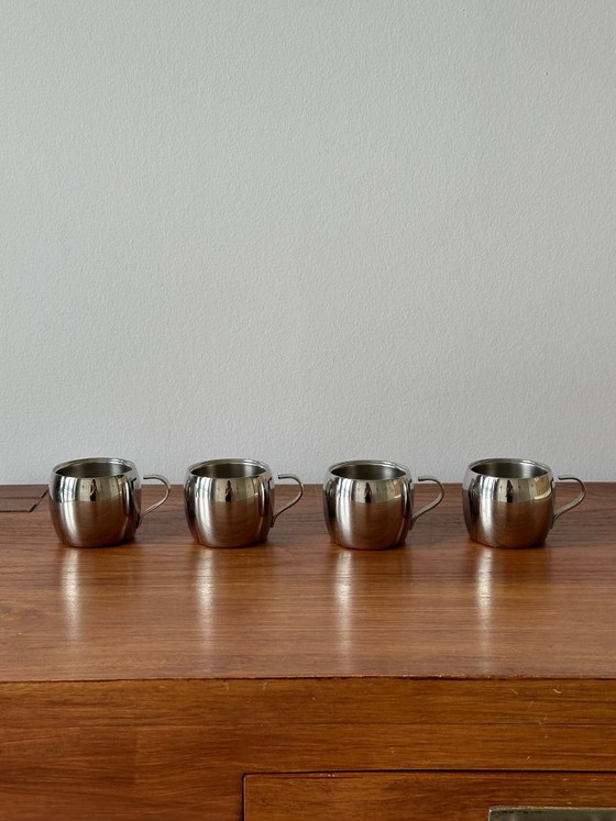 Vintage Jaren '80 Tramontina RVS Espressokopjes – Set Van 4 – Dubbelwandig Inox 18/10 – Glazen & Karaffen (photo 3 of 5)
