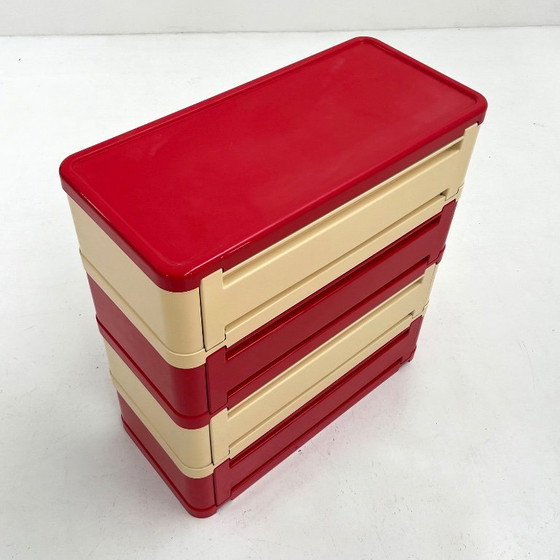 Image 1 of Cómoda roja y blanca Modelo 4964 de Olaf Von Bohr para Kartell, 1970s