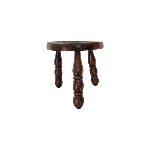 French beechwood tripod stool, 1970s