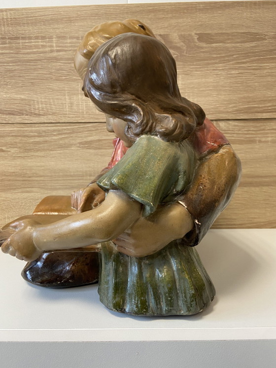 Image 1 of Große Statue Skulptur "La Leçon de Lecture" Edition F. CITTI Frankreich 1900 Kunst