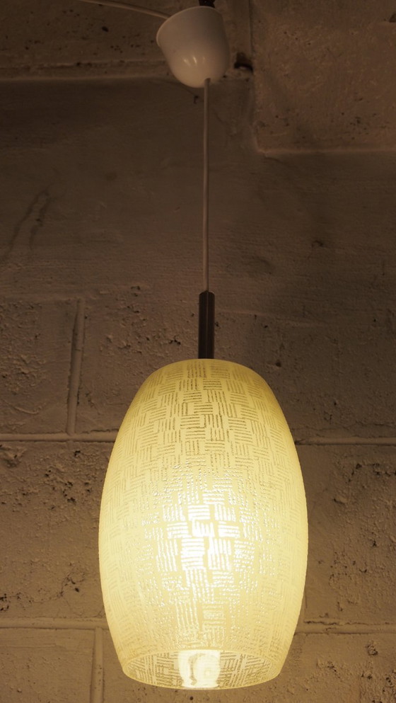 Image 1 of Lunel Pendant Light Frosted Glass Lantern Mid Century French Ceiling Lamp Style Vintage Geometric Lighting