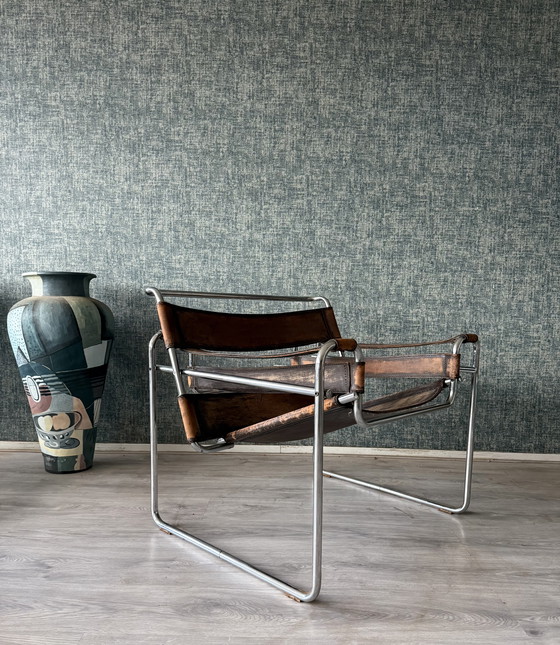 Image 1 of Vintage Marcel Breuer, sedia Wassily, patinata, Italia - anni '60