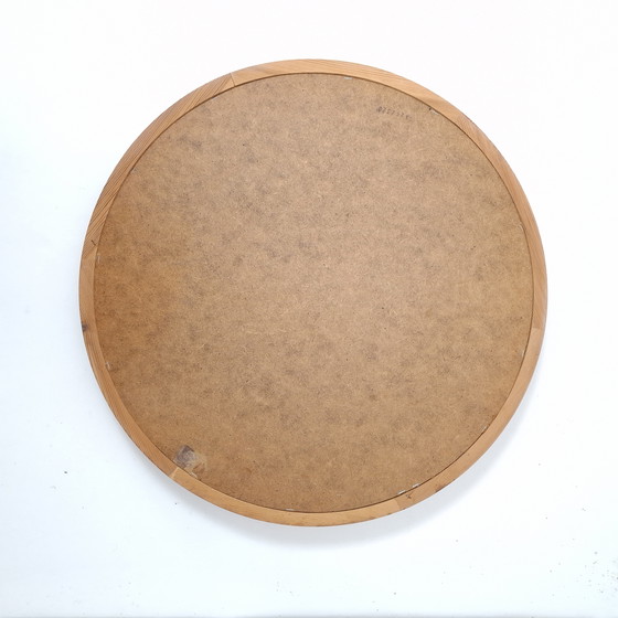 Image 1 of Specchio rotondo in legno vintage, design moderno di metà secolo, anni '70