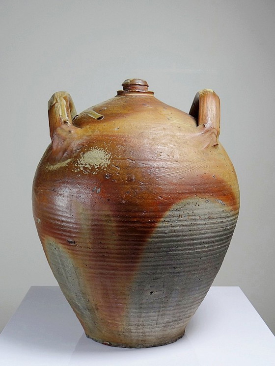 Image 1 of Jarre en grès XXL ancienne XIXe artisanat français Puisaye