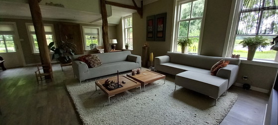 Image 1 of 2x Design auf Lager 3-Sitzer Sofa Block + Hocker